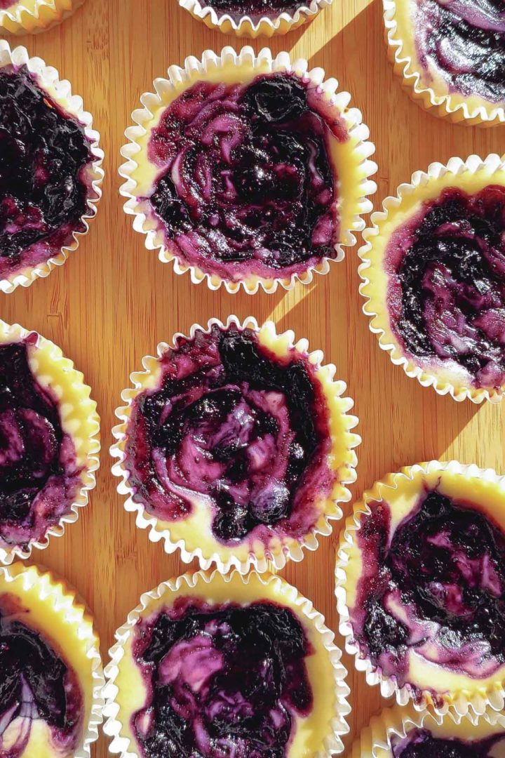 Mini Blueberry Cheesecakes from above