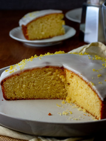 Lemon Cake with Lemon Glaze sliced.
