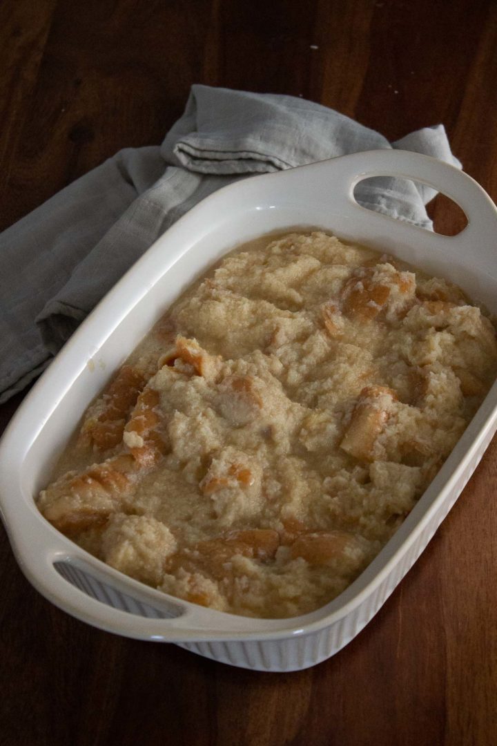 Unbaked bread pudding