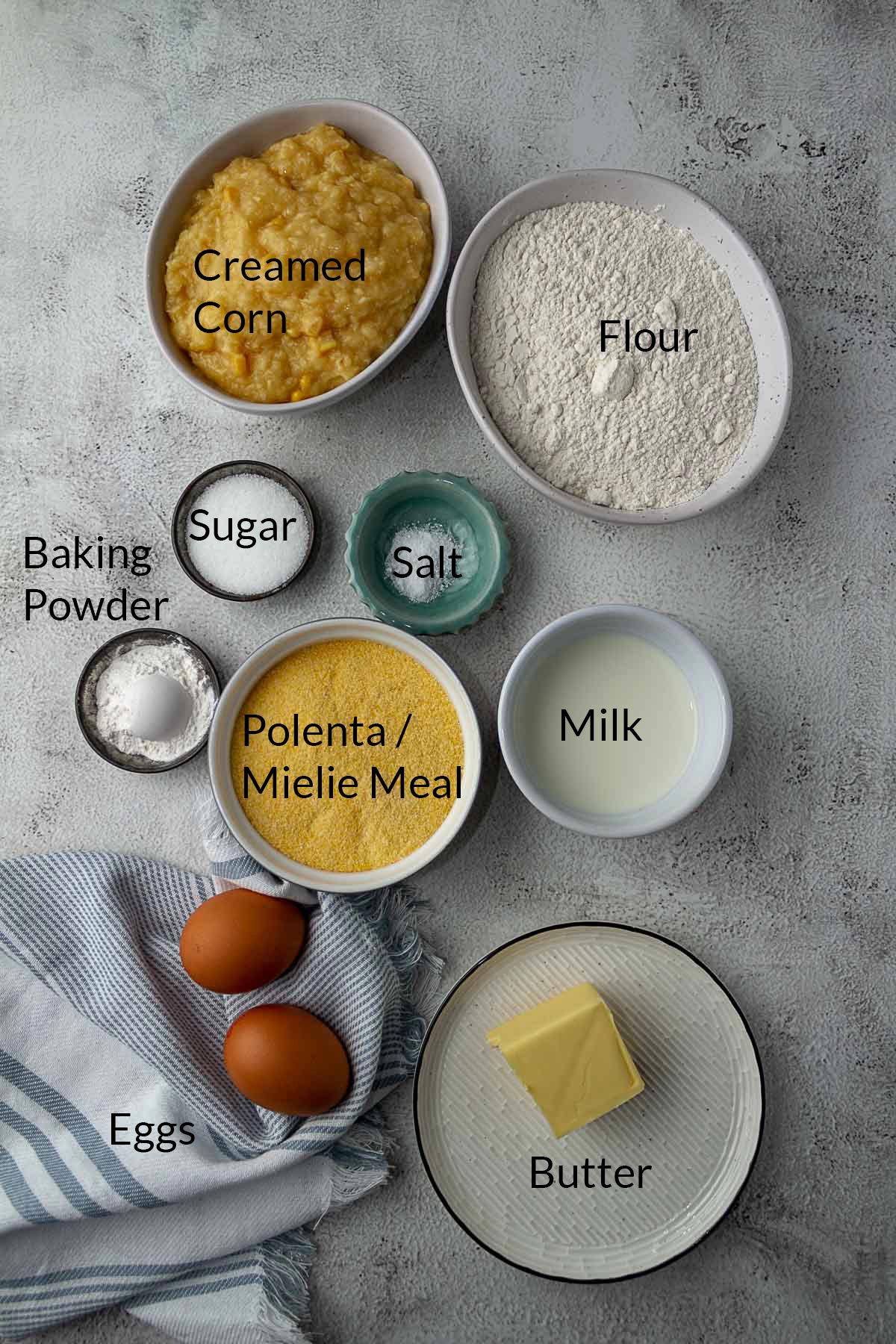 Mealie Bread Ingredients.