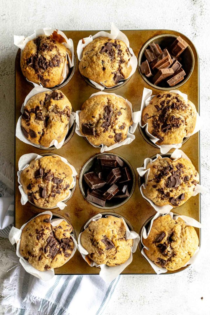 Baked chocolate chip muffins