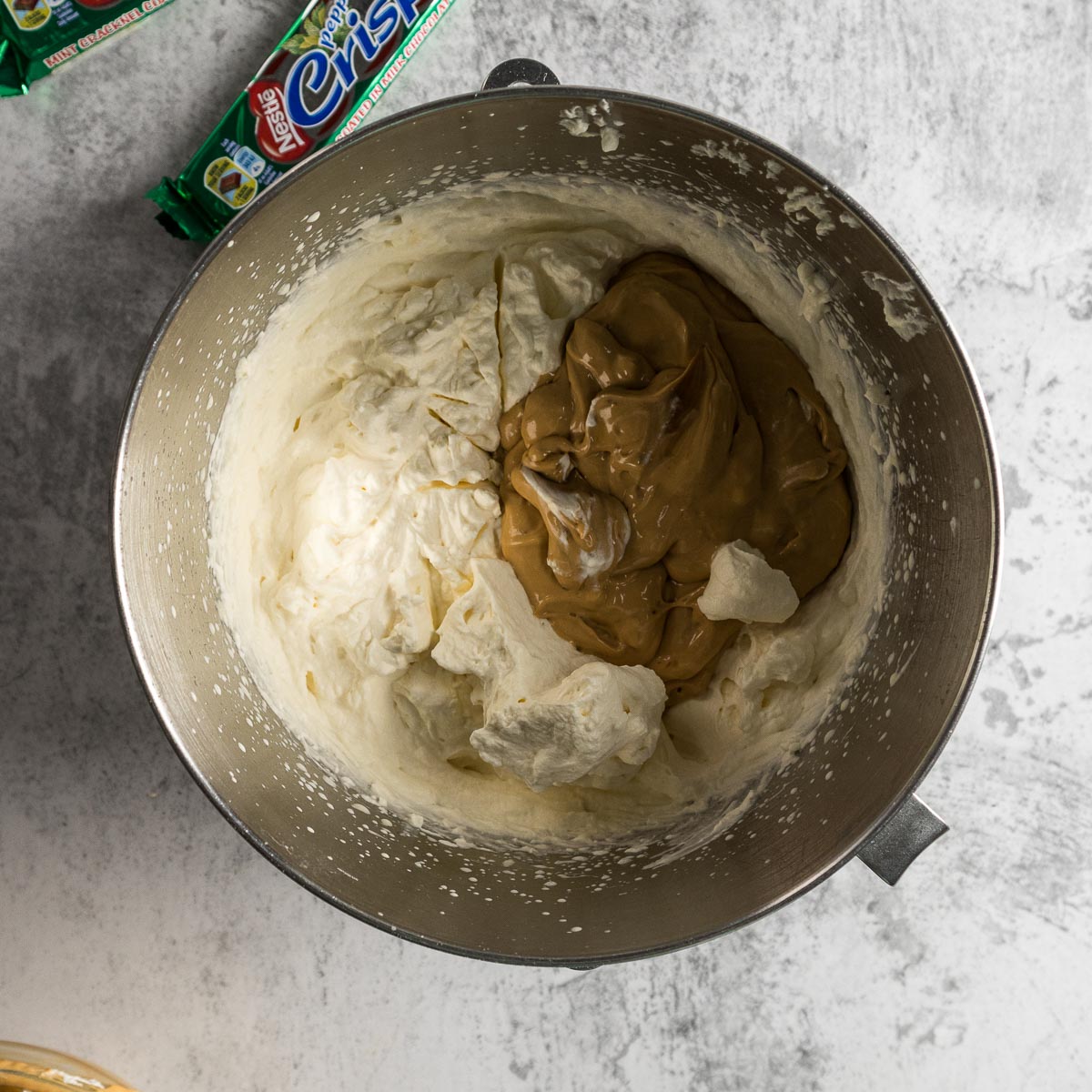 Add caramel to whipped cream