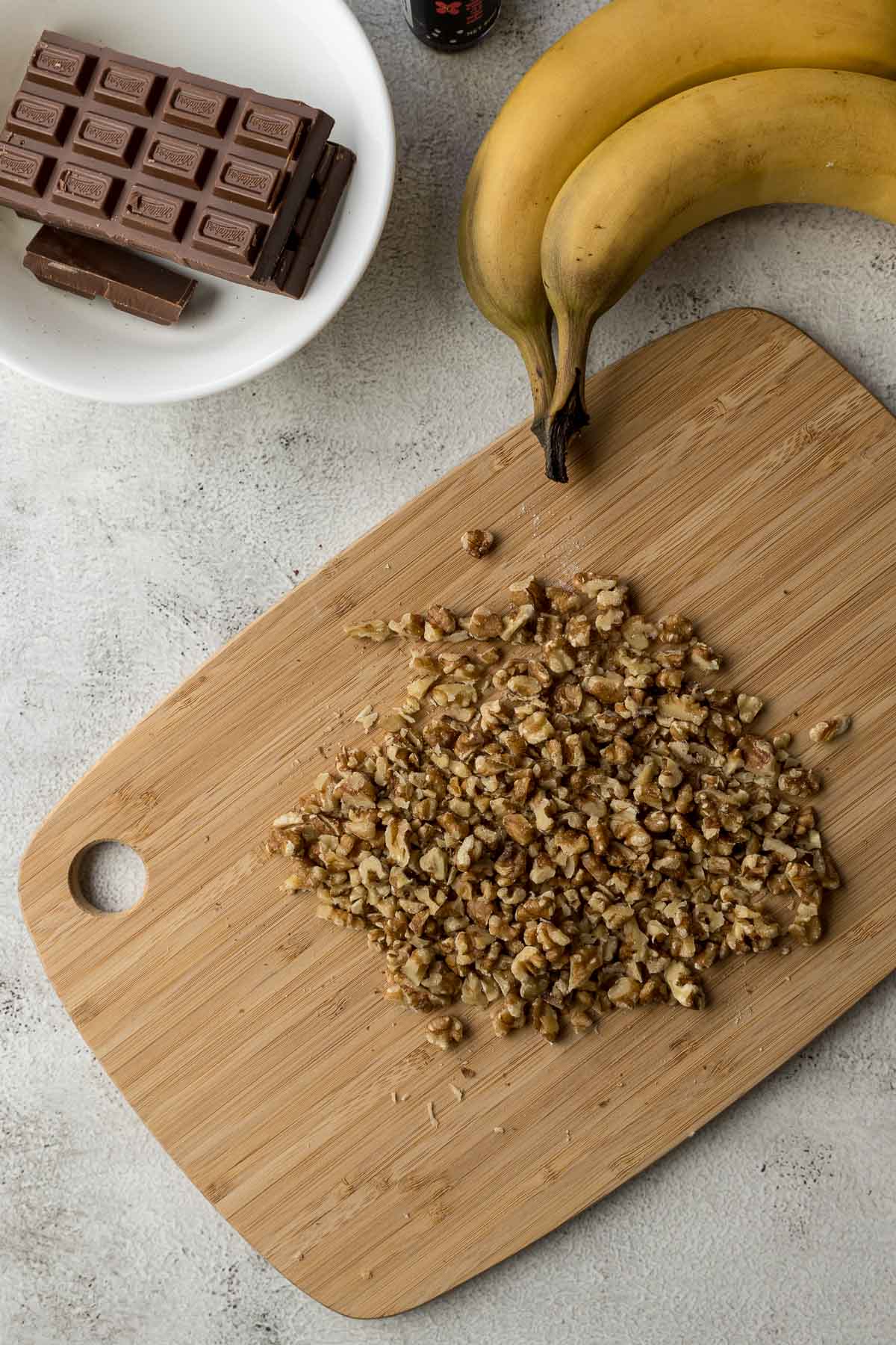 chopped walnuts on a board