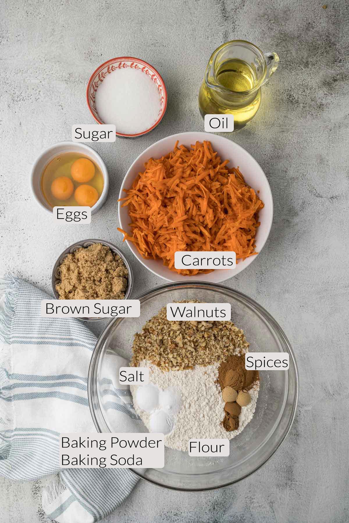 Carrot Cake Ingredients.