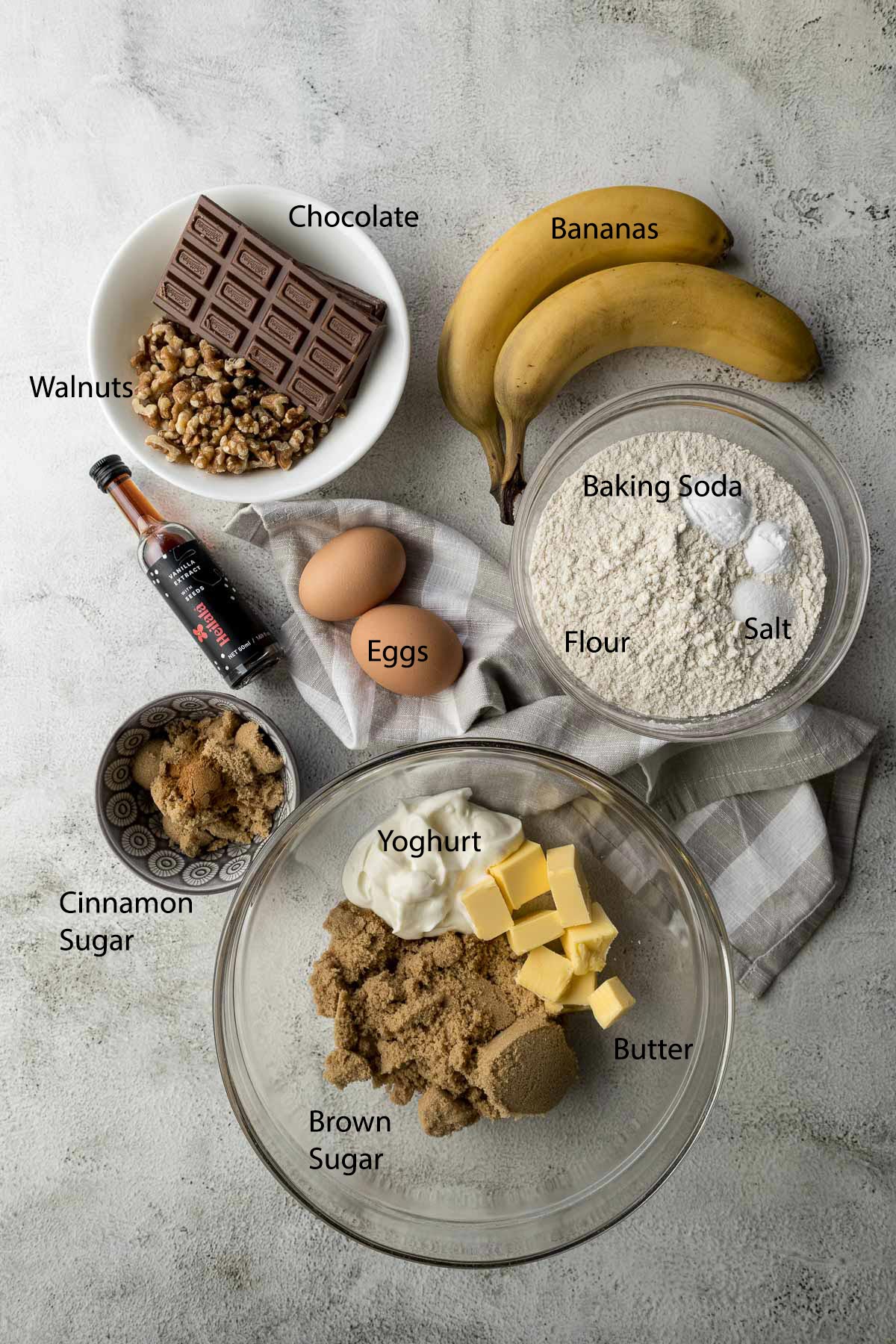 Banana Walnut Chocolate Chip Muffin Ingredients