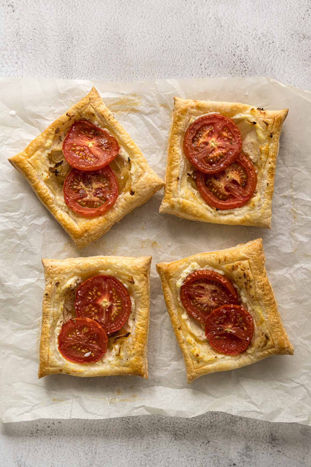 Baked Mini tomato, onion and ricotta tarts
