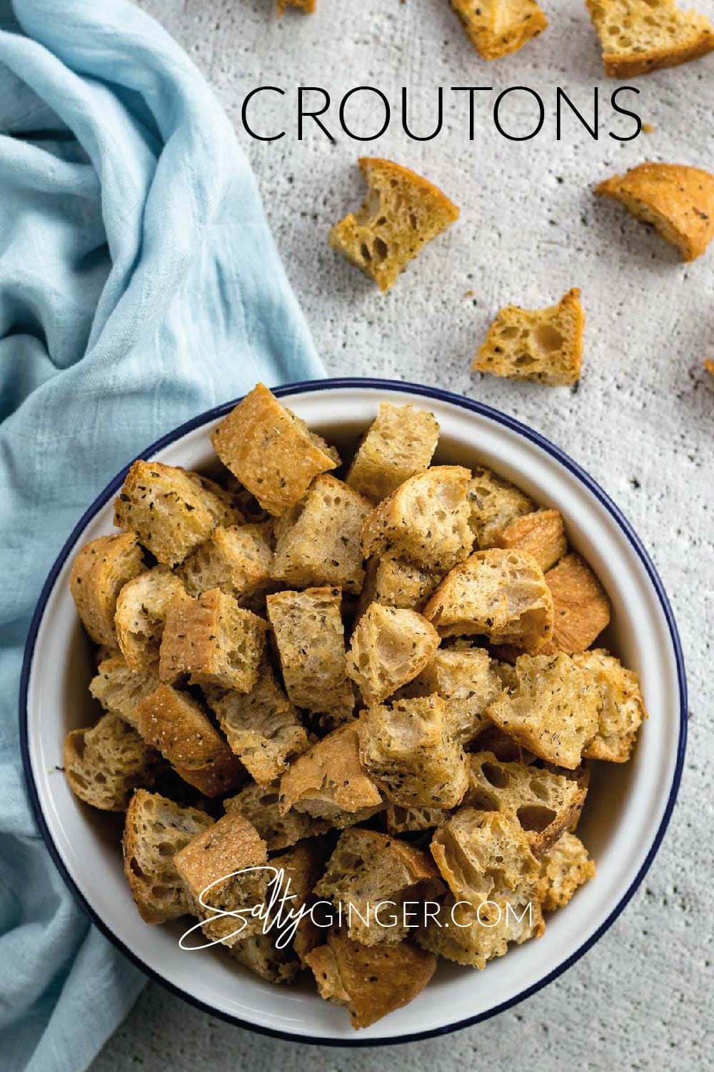Croutons in a bowl.