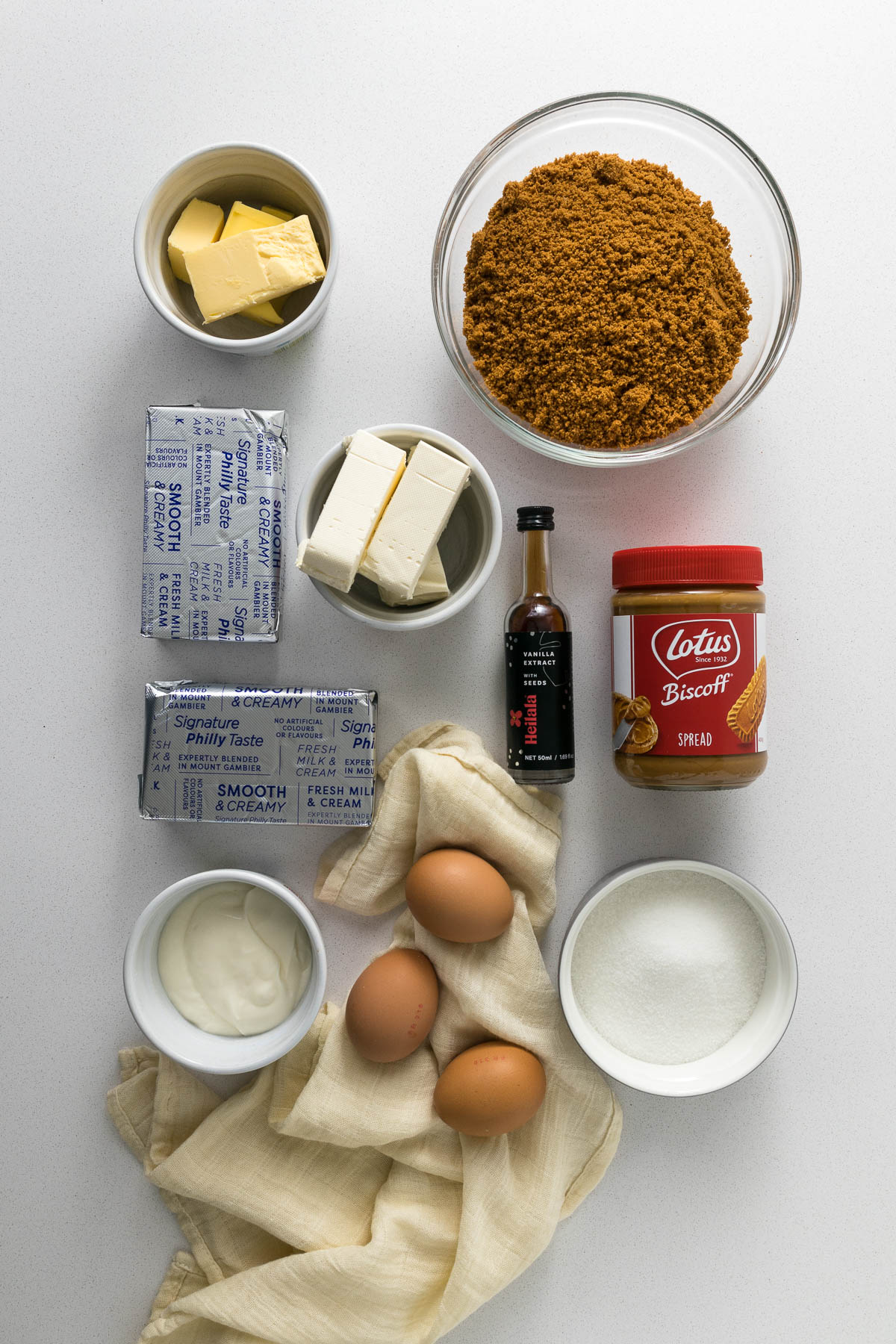Lotus Biscoff Cheesecake Ingredients.