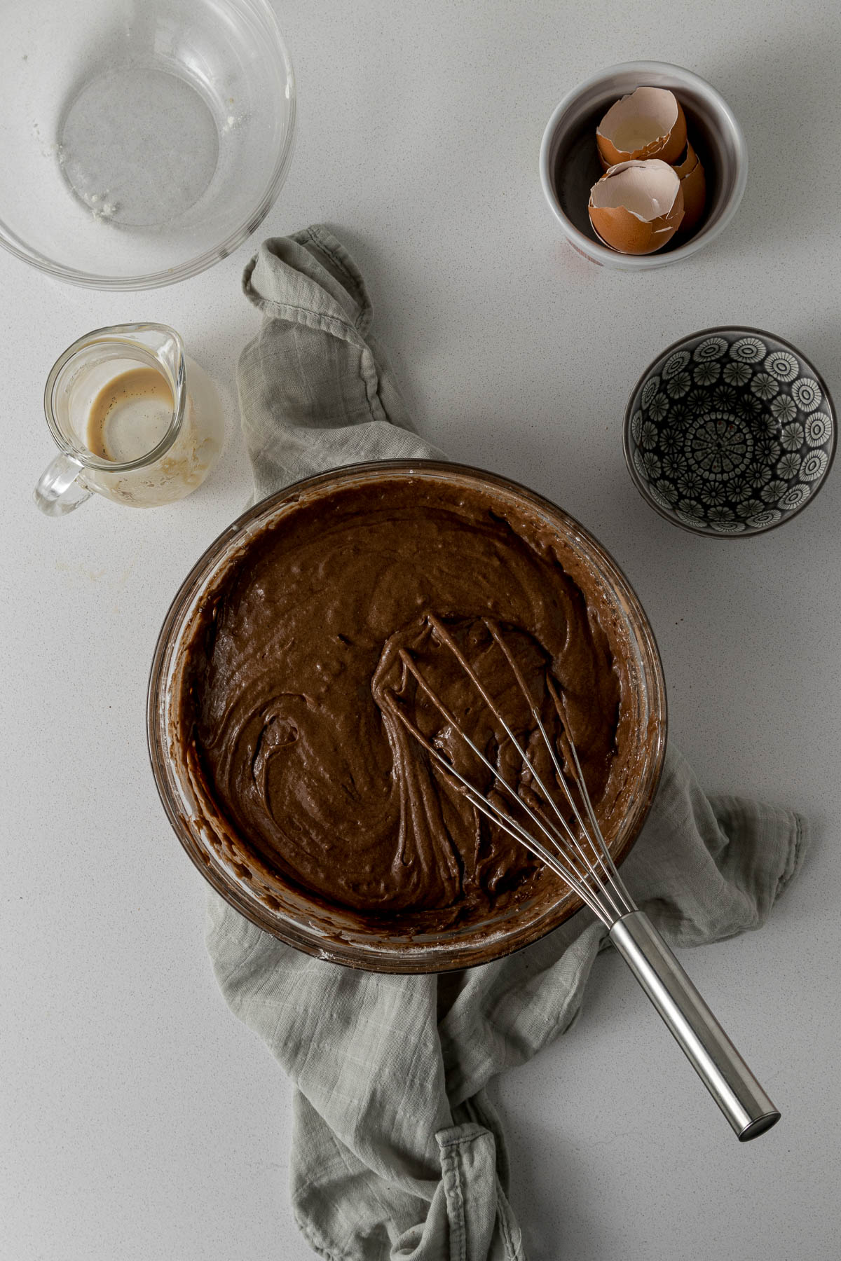 Chocolate cake tray bake batter.