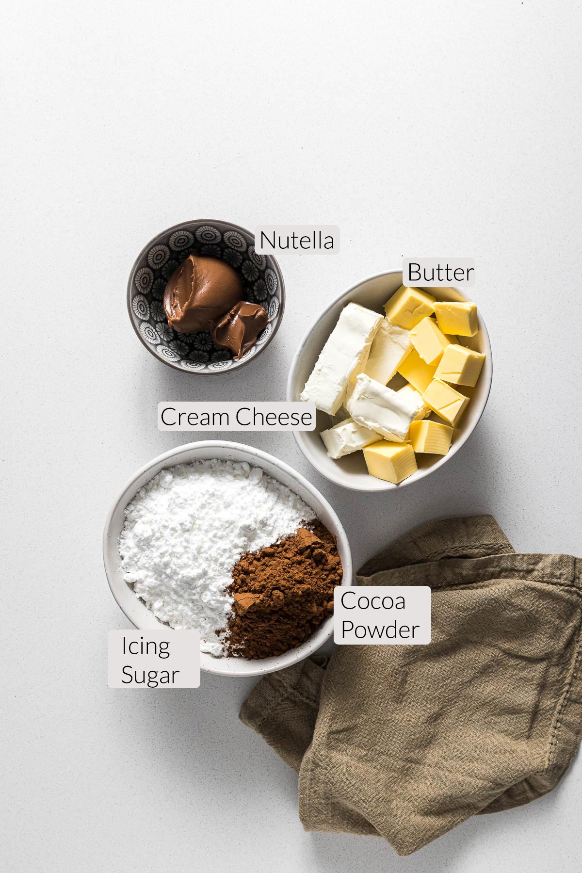 Nutella cream cheese frosting ingredients.