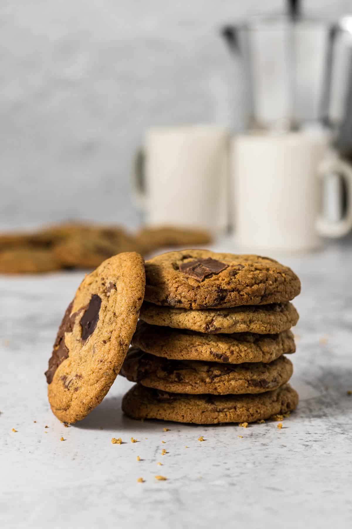 Stack of coffee cookies.