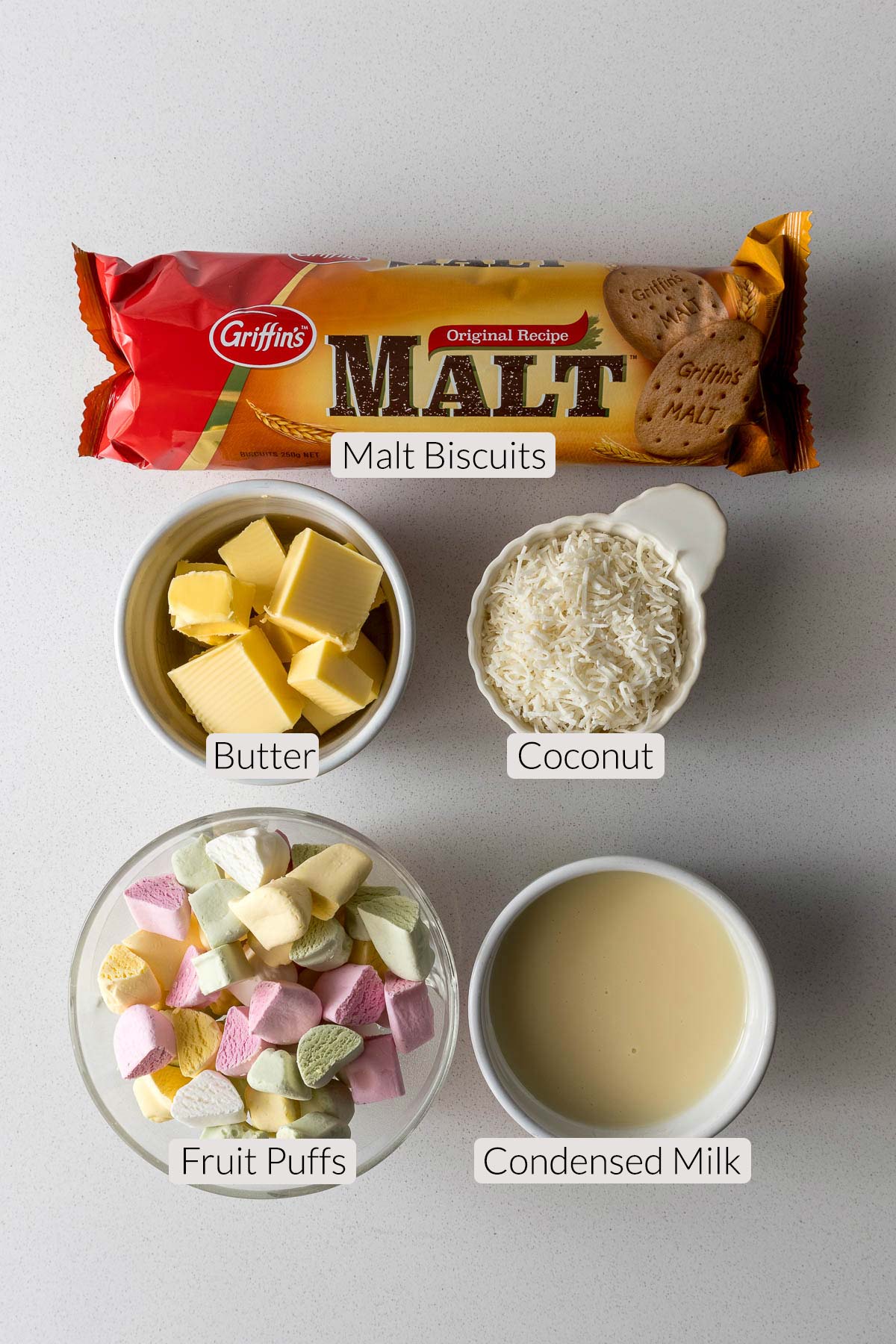 Lolly cake ingredients.