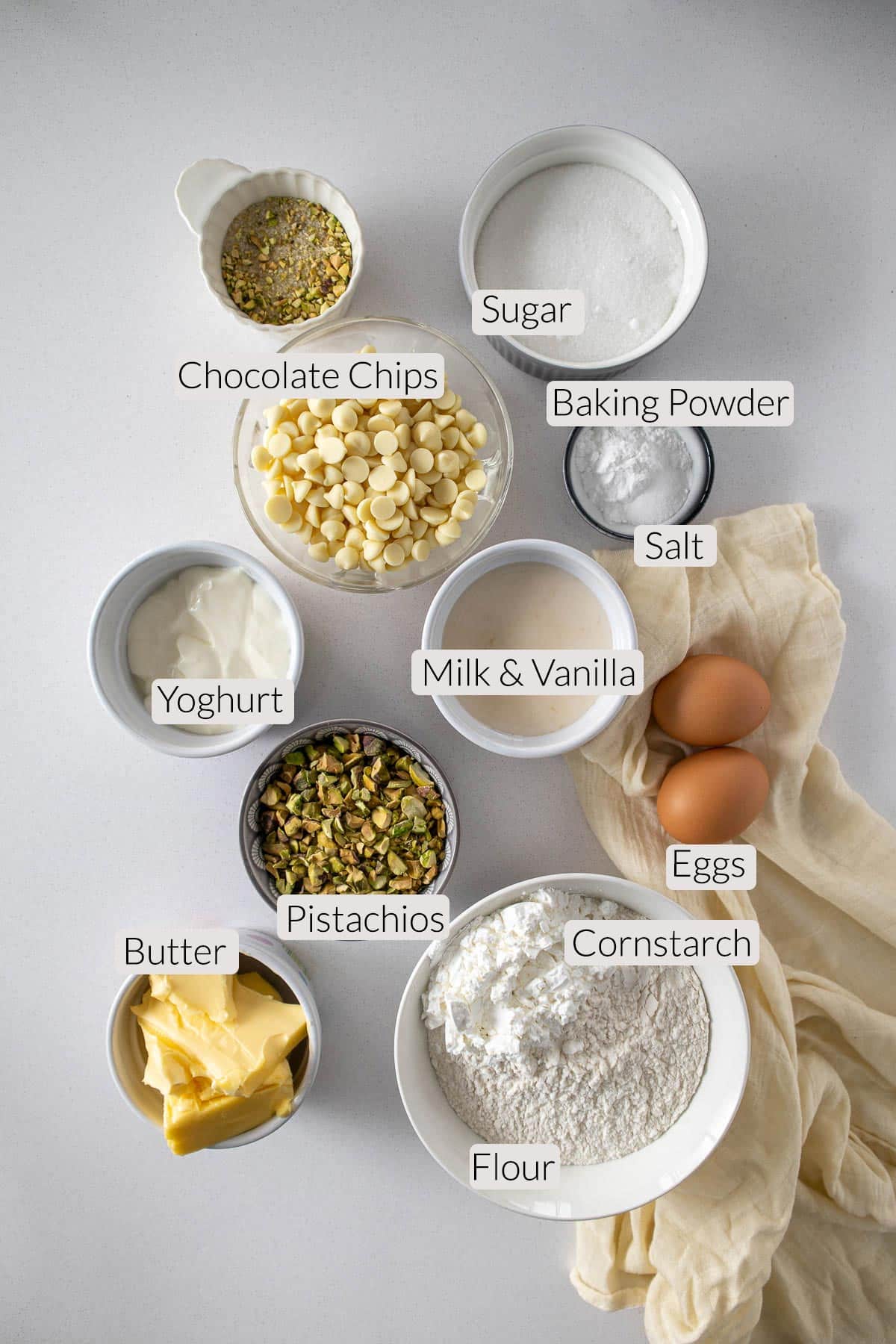 Pistachio Muffin Ingredients.