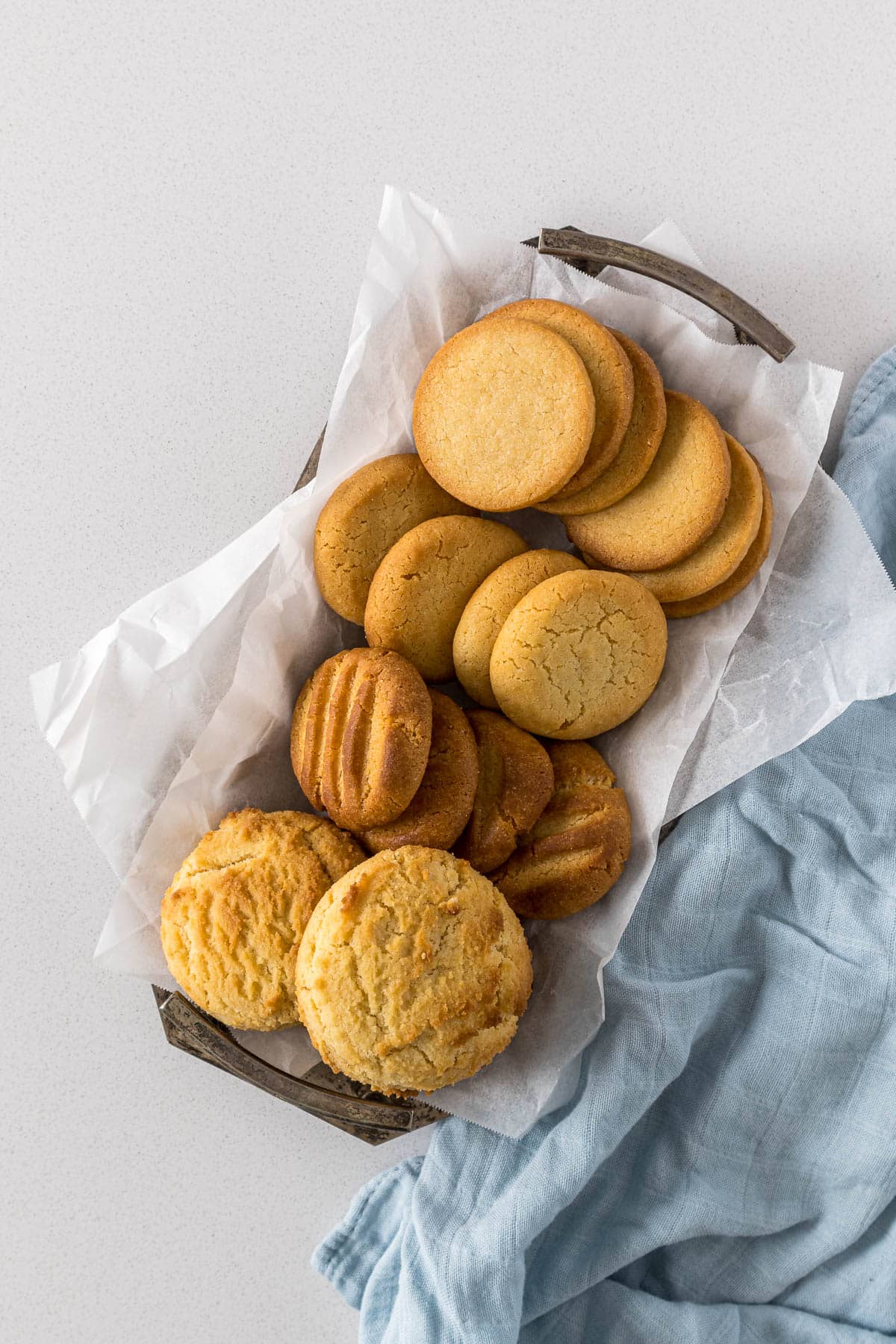 Assortment of condensed milk biscuits on a serving platter.