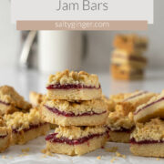 Jam squares stacked on each other.