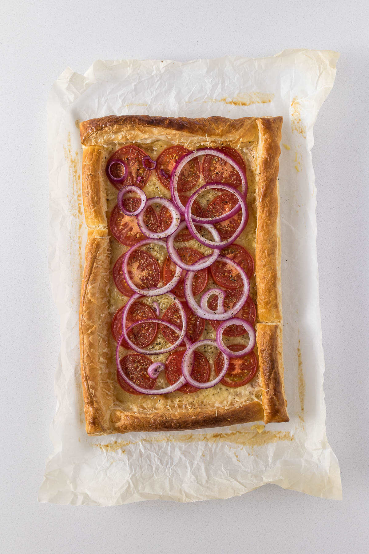 Step 12 - Baked tomato puff pastry tart.
