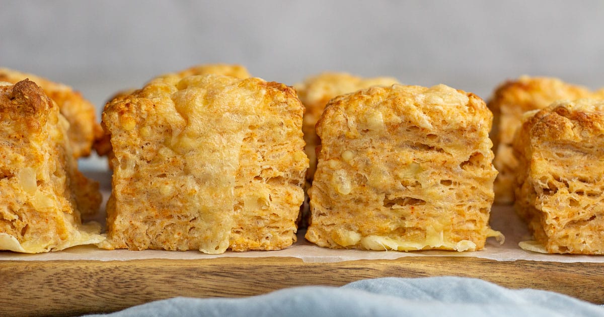 Cheese scones on a platter.