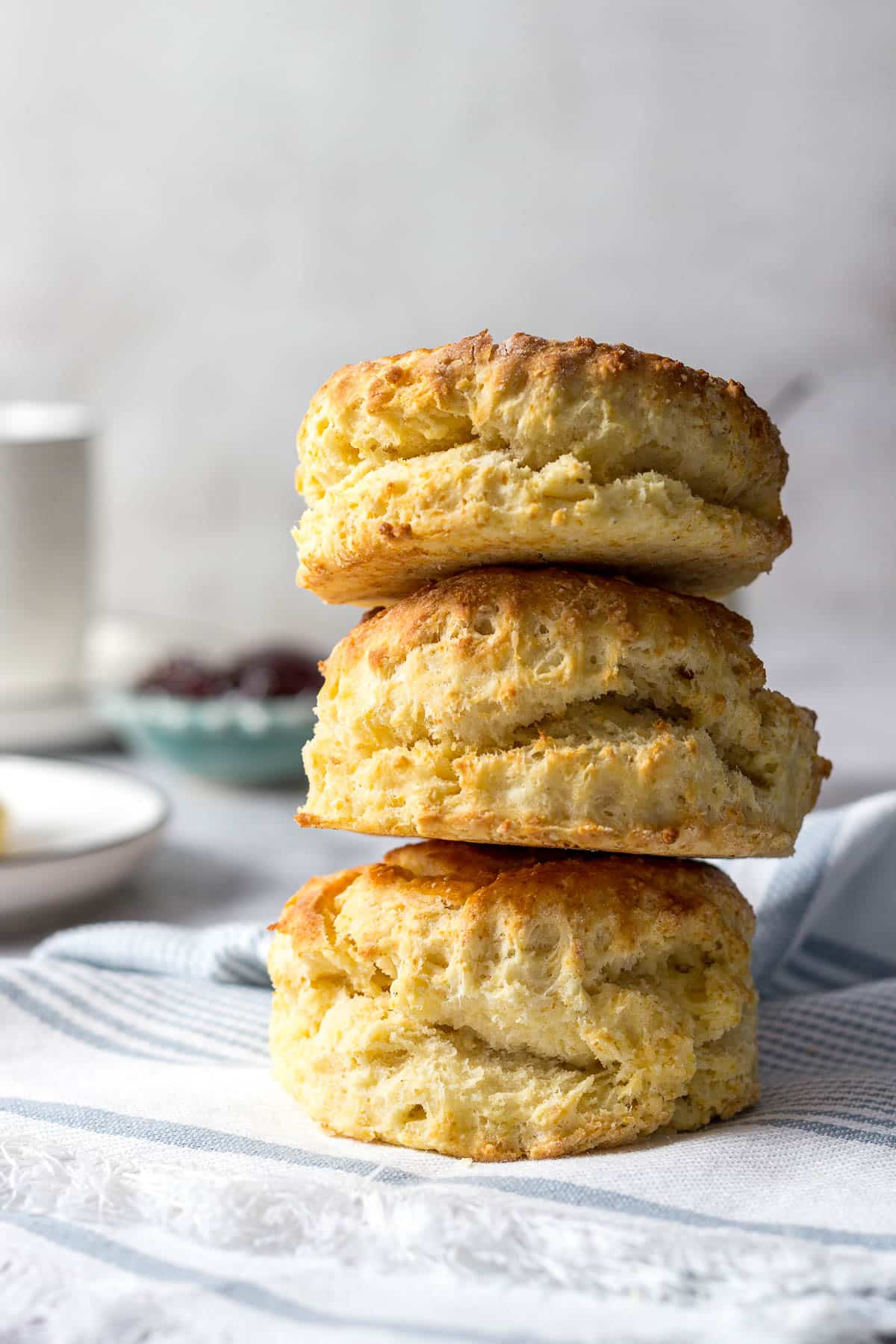Stack of 3 scones stacked on each other.