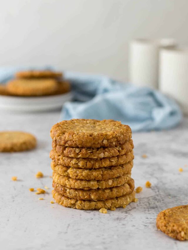 Stack of ANZAC biscuits.