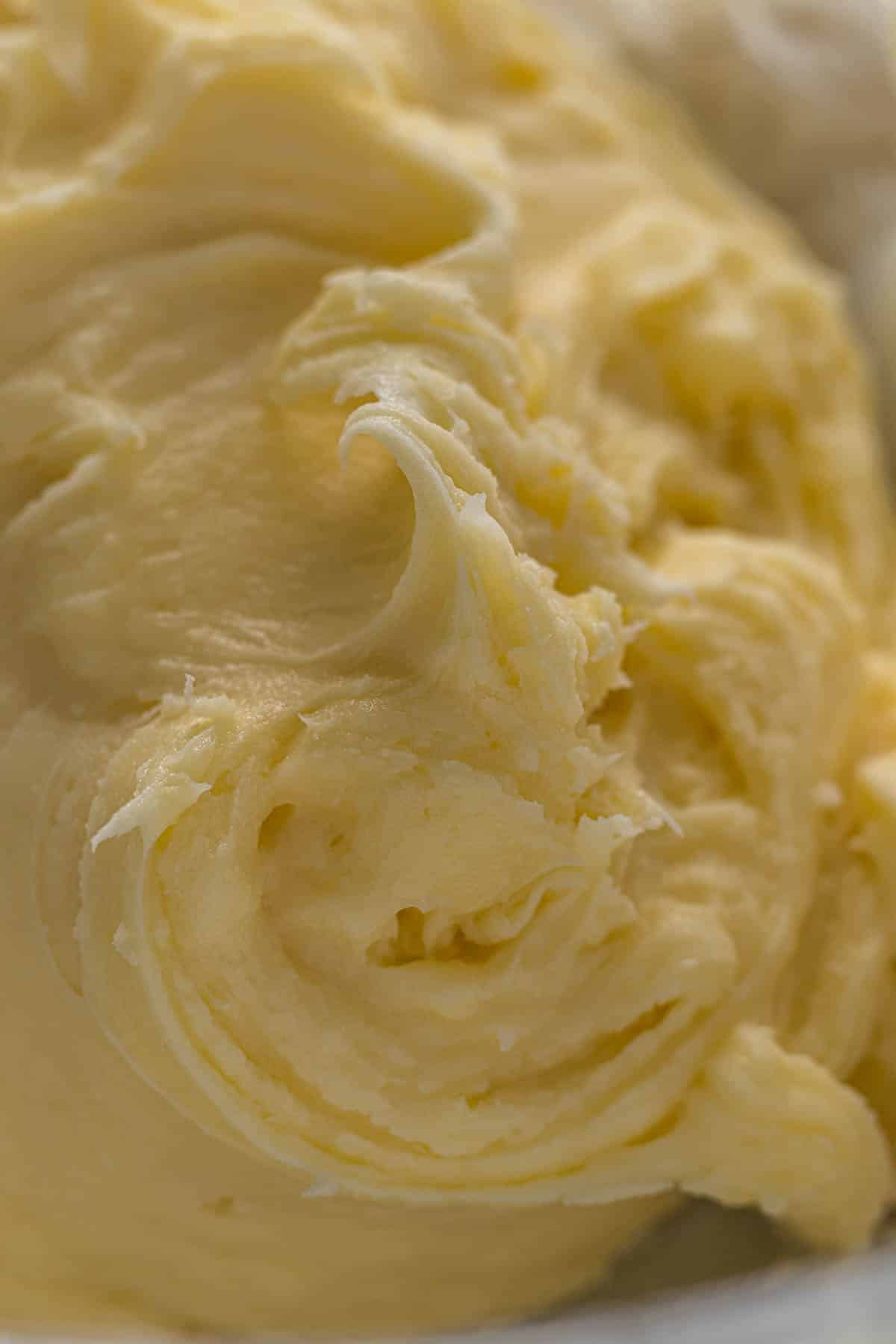 Close up of cream cheese frosting.