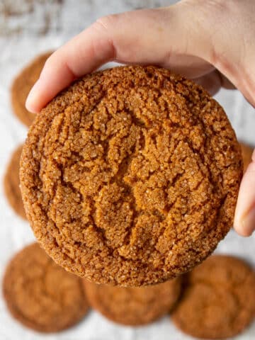 Hand holding a ginger snap.