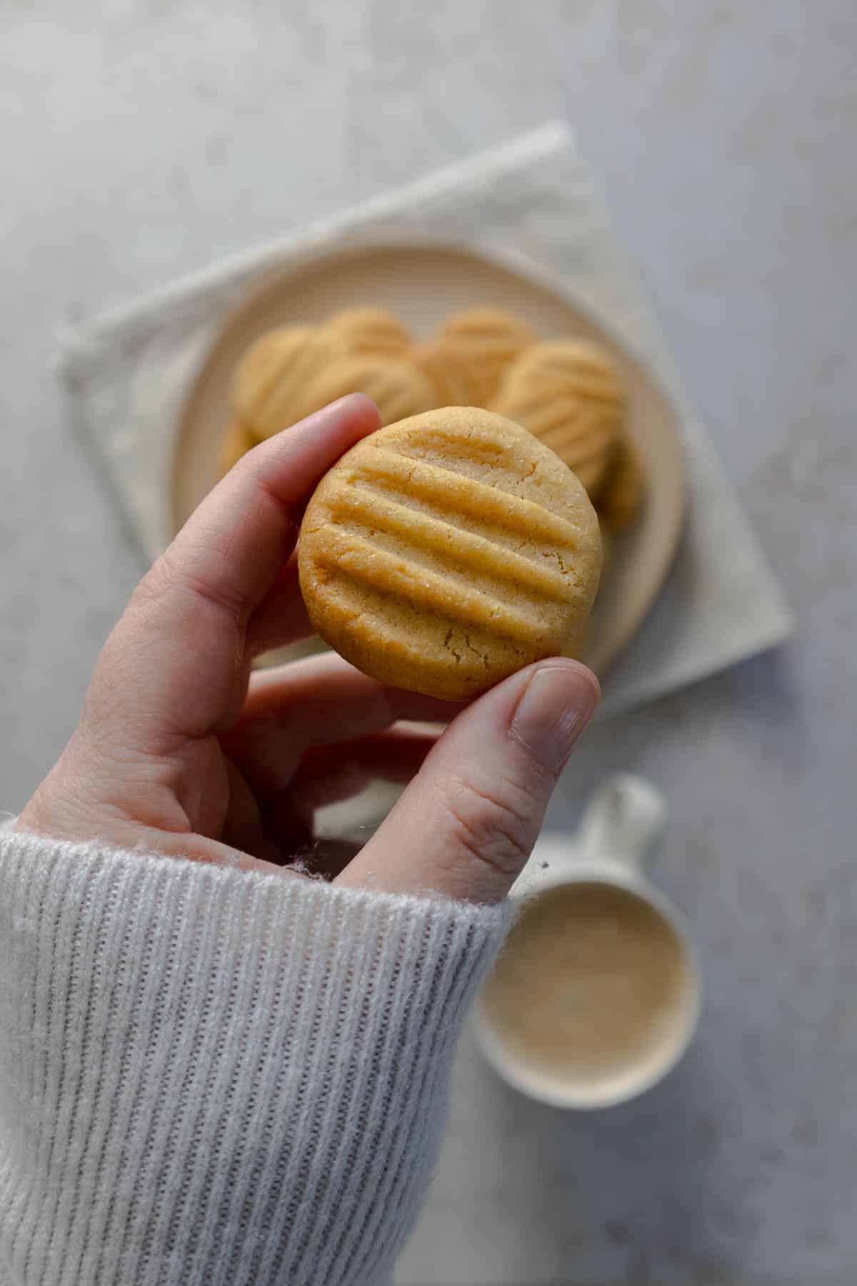 Hand holding a condensed milk cookie.